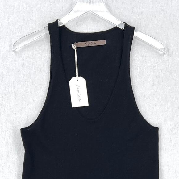 ENZA COSTA Tissue Cashmere Tank Top Womens Medium Black Scoop Knit Layering NEW - Picture 5 of 13